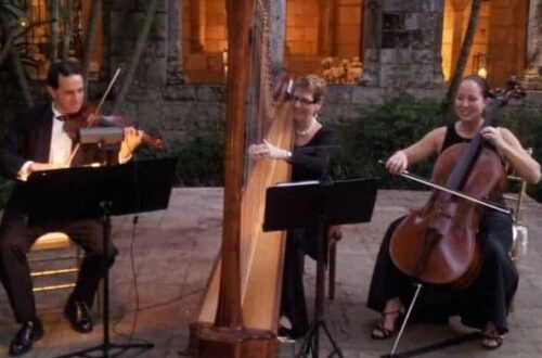 The Elegant Harp String Trio performs for Wedding at Spanish Monastery Miami FL