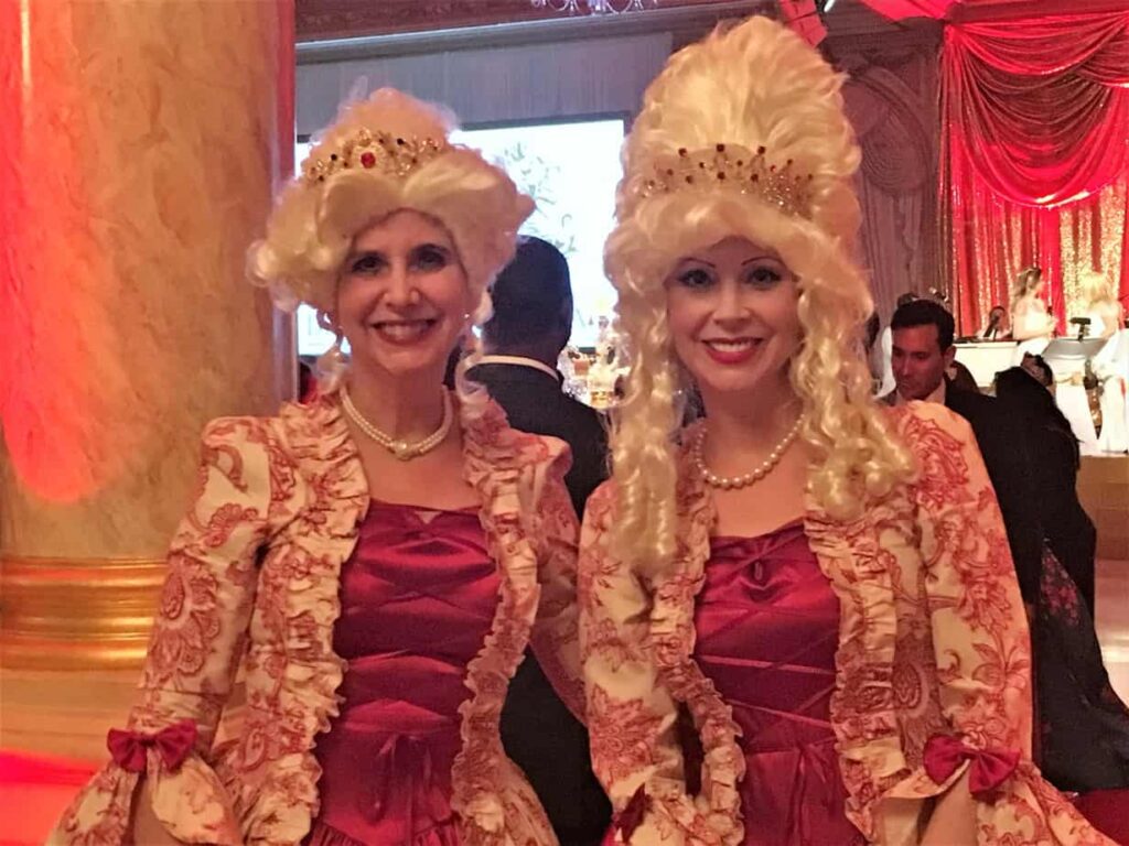 Red Cross Gala with The Elegant Harp Duo in Marie Antoinette costume