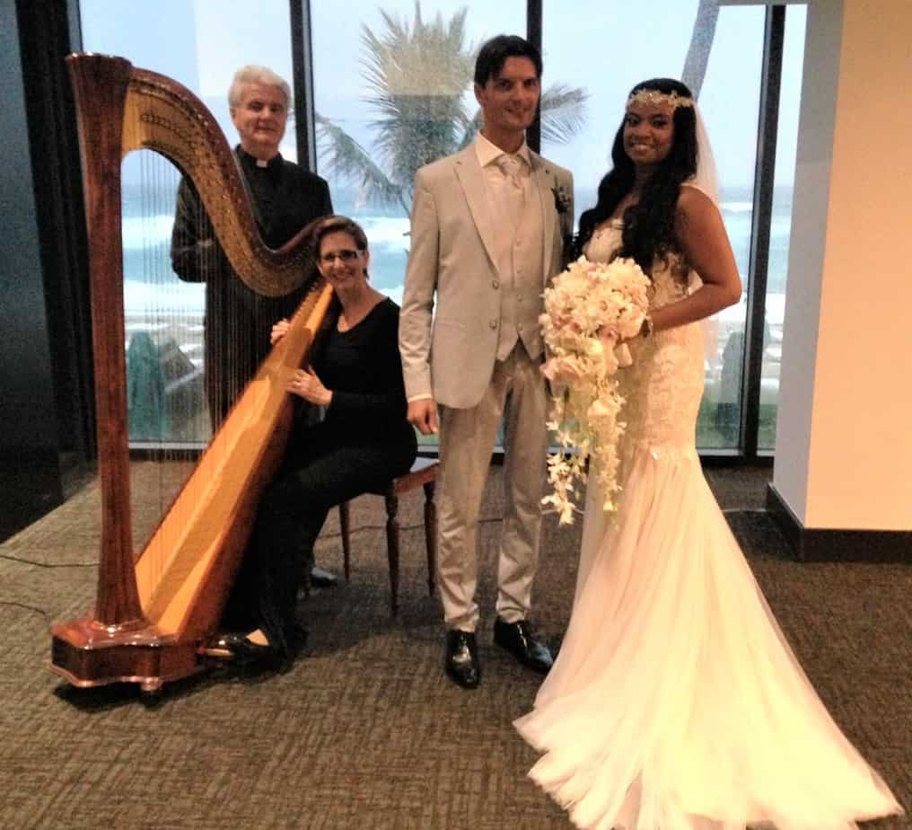 Wedding at Tideline with The Elegant Harp and Rev Paul Underhay