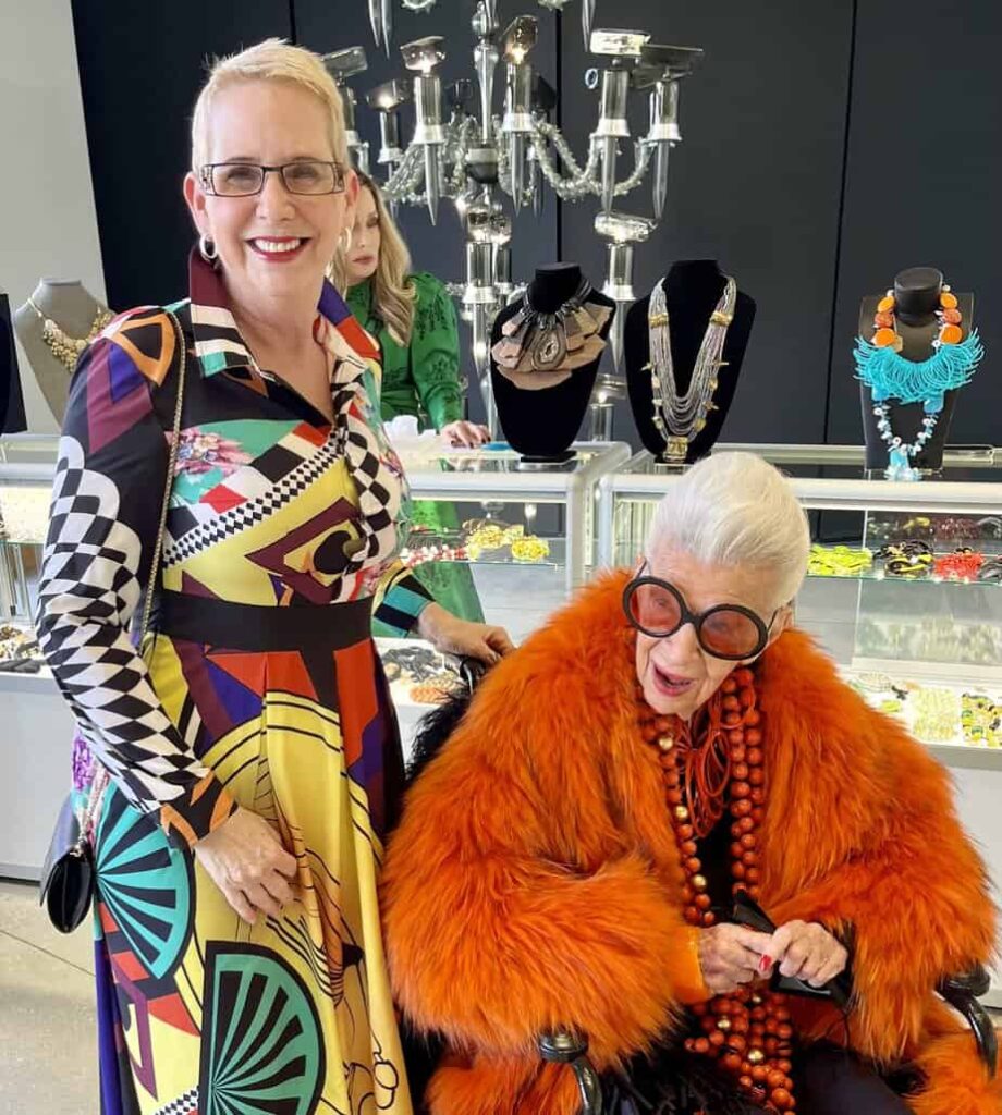 Esther with Palm Beach icon Iris Apfel at Boca Raton Museum of Art