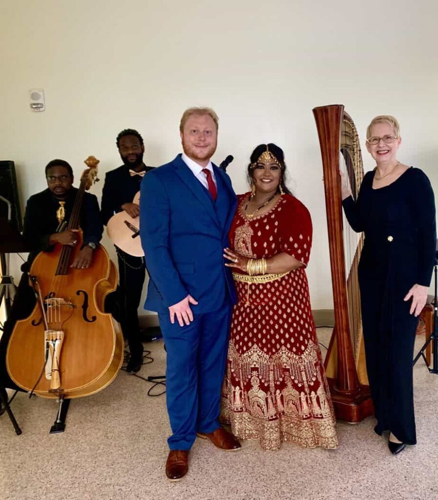 Lovely Indian wedding at Tuckahoe Mansion in Stuart with Jazz Band playing for cocktail hour